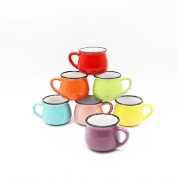 Customized Logo Ceramic Coffee Mugs Big Belly Coffee Mug Colored Water Cup for Home Coffee Tea Mug