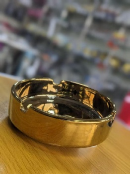 High-Grade Gold Luminous Porcelain Cigar Ashtray Custom Logo Colorful Ceramic for Home Party Hotel Bar Office Use