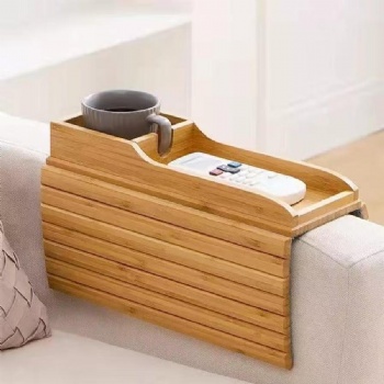 Bamboo Sofa Cup Holder Tray Set, Wooden Anti-slip Sofa Armrest Tray, Binge-watching Snack Tray, Sofa Clip Table
