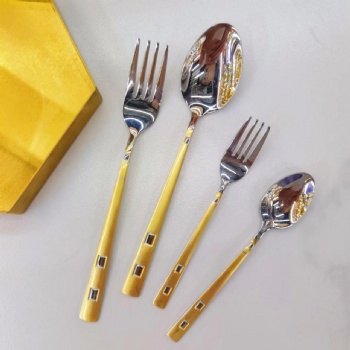 Fork & Spoon Set Gold Silver Spoons Forks - J