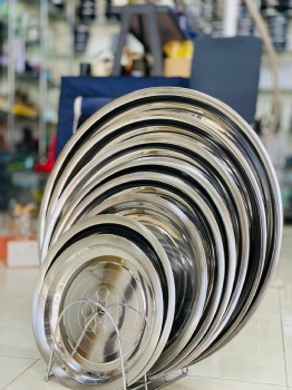 Stainless Steel  Restaurant Food Plate Kitchen Round Dish Dinner Plates Dish Food Plate