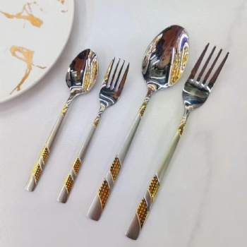 Fork & Spoon Set Gold Silver Spoons Forks -  L