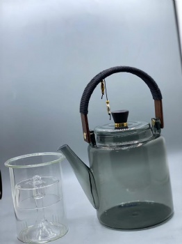 Smoke Gray Tea Glass Kettle High Borosilicate Teapot With Glass Infuser Large Capacity