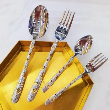 Fork & Spoon Set Gold Silver Spoons Forks -  Q