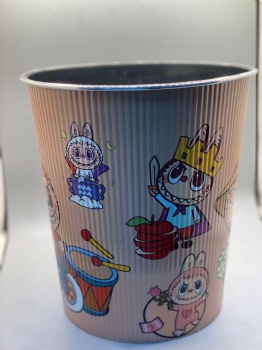 Labubu Cartoon Printed Open Top Cartoon Trash Bin Stylish Waste Bins Without Lid