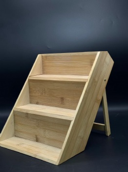 3-Layer Bamboo Display Riser Display Stands Showcase Organizer Tray Vendor Display Wooden Rack