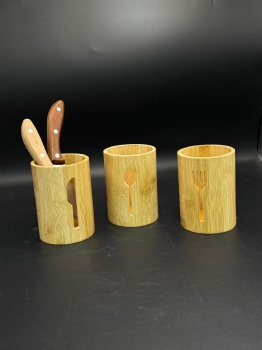 Reusable Bamboo Silverware Organizer Countertop, Flatware Caddy, Bamboo Utensil Holder for Party, Kitchen Table, Farmhouse