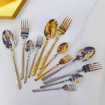 Fork & Spoon Set Gold Silver Spoons Forks -  W