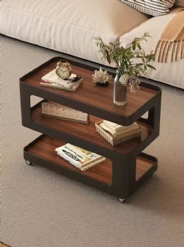 Luxury Minimalist Trolley with Storage Rack Several Movable Sofa Coffee Tables with Rock Plate Pulley