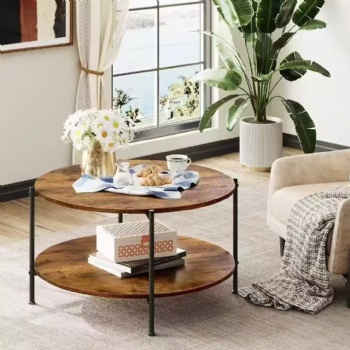 Simple Style Coffee Table With Open Storage Shelf Double Deck Suitable for Living Room
