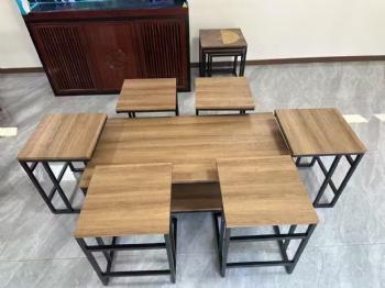 Modern Space-Saving Compact Storage Small Apartments Kitchens Folding Wooden Dining Table with Black Metal Legs