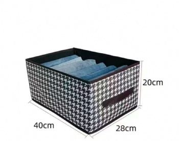 Double Foldable Clothing Storage Box with Plaid Fabric Closet Pants Organizer Single Foldable Frame Functional Living Room