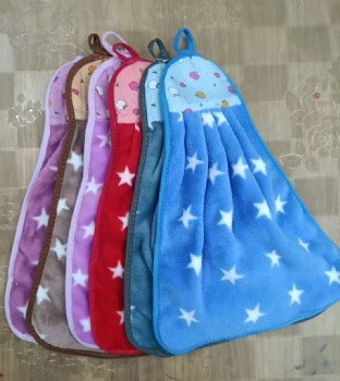 Absorbent Thick Kitchen Bathroom Towel with Hanging Loop Hand Dry Towels Microfiber Coral Velvet