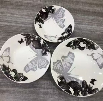 Black Butterfly Design Sustainable Porcelain Dinner Set for Home and Restaurant