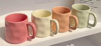 Cream Style Series Mugs for Home Use Hand Pinch Pattern Irregular Ceramic Water Cup Solid Color Coffee Mug for Gift