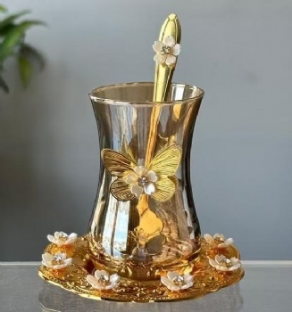 Multi-Colour Royal Cawa Cup Set, Arabic Traditional Glass Coffee Mug Suitable for Dishwasher Safe, Oven Safe