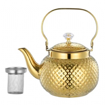 Middle East Gold Silver Spherical Handle Arabic Stainless Steel Coffee Pot with Teapot Infuser