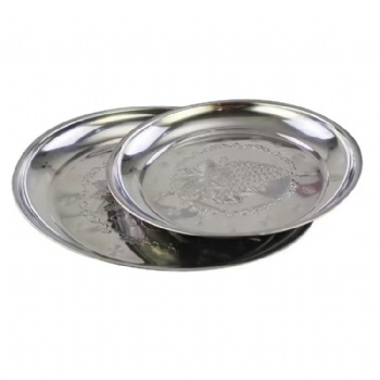 Different Sizes Grapes Pattern Food Fruit Serving Plate Stainless Steel Round Tray