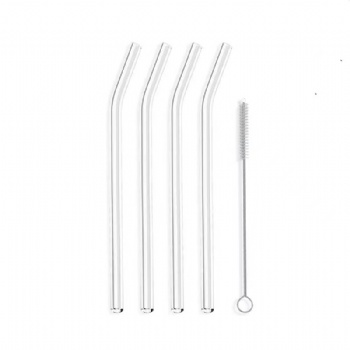 Eco-Friendly Reusable Glass Straw Drink Accessories High Quality with Brush for Bottle Use