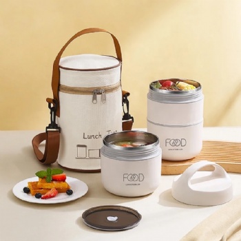 Large Custom Food Flask Warmer Insulated Vacuum School Thermal Insulated Stainless Steelbento Lunch Box Kids Bag Set