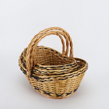 Willow Wood Gold Wicker Italian Plate storage Basket