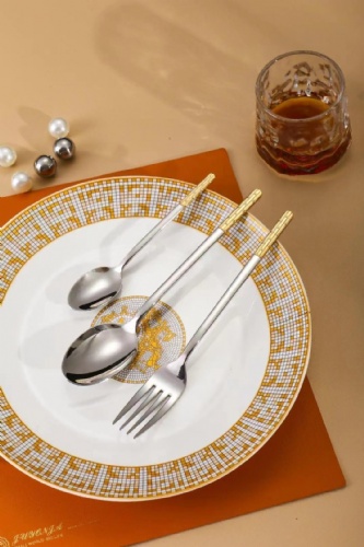 Fork & Spoon Set Gold Silver Spoons Forks - A