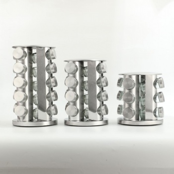 Kitchen Pepper Sugar Salt Spice Jar Organizer Stainless Steel 12/16/20 Flavor Rotating Spice Rack - Silver