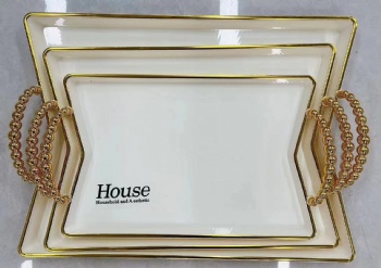 3 PCS Set Phnom Penh Dinner Decoration Board for Wedding Party Fruit Tea Set Tray Serving Plates Set